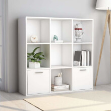 vidaXL Book Cabinet White Engineered Wood Storage Display Shelf Organiser