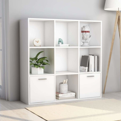 vidaXL Book Cabinet White Engineered Wood Storage Display Shelf Organiser