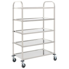 vidaXL 5-Tier Kitchen Trolley 107x55x147cm Stainless Steel Dining Serving Cart