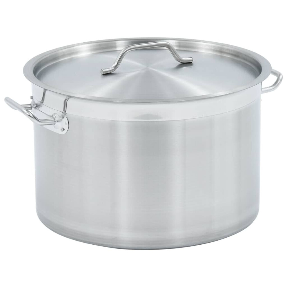 Simply Chosen 4U Vidaxl 32L Stainless Steel Stock Pot 40X26 Cm – Induction & Gas Compatible, Catering/Restaurant Pot With Lid (51139)