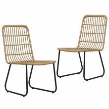 vidaXL 2x Garden Chairs Poly Rattan Oak Outdoor Seating Dining Chair Furniture