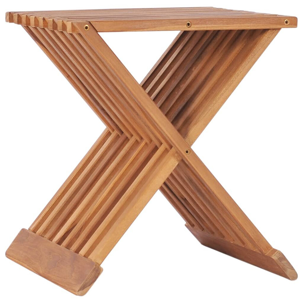 vidaXL Solid Teak Wood Folding Stool Outdoor Foldable Chair Table Furniture