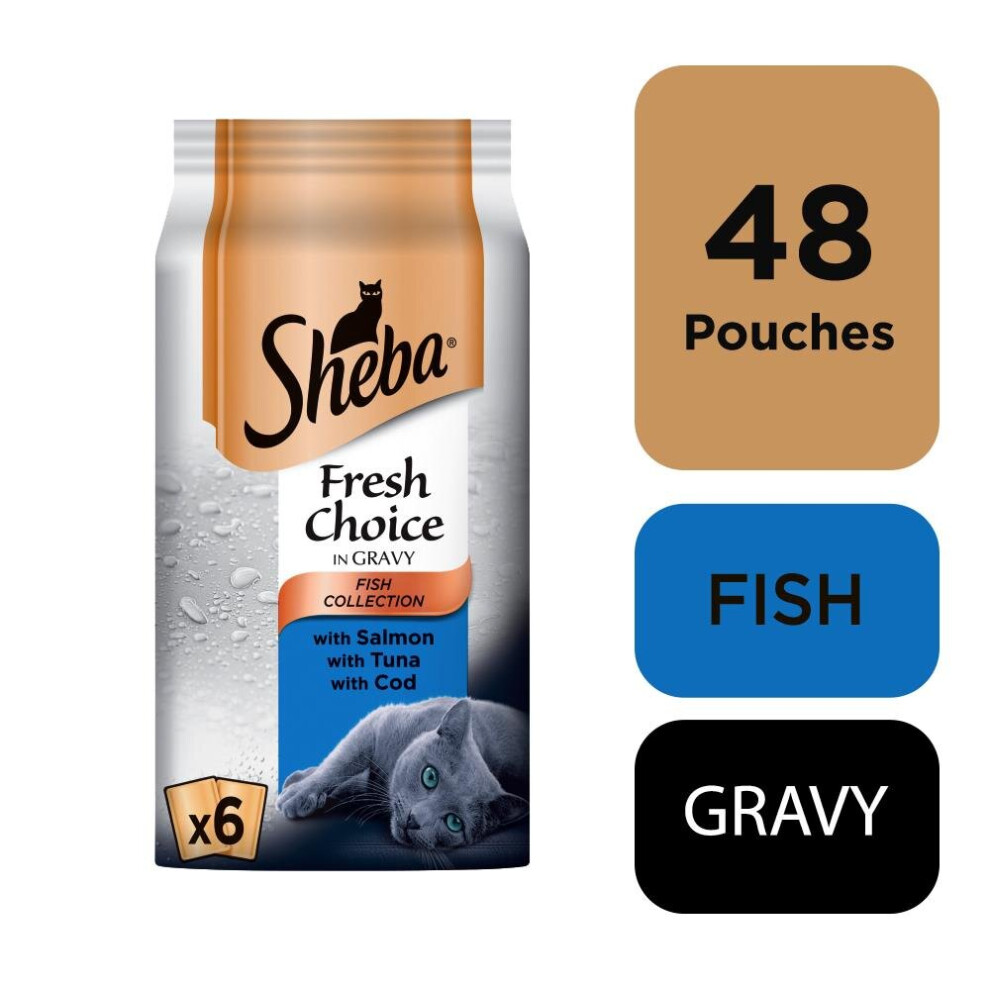 8pk Sheba Fresh Choice In Gravy Fish Collection Wet Cat Pouches - 6 x 50g Pouches