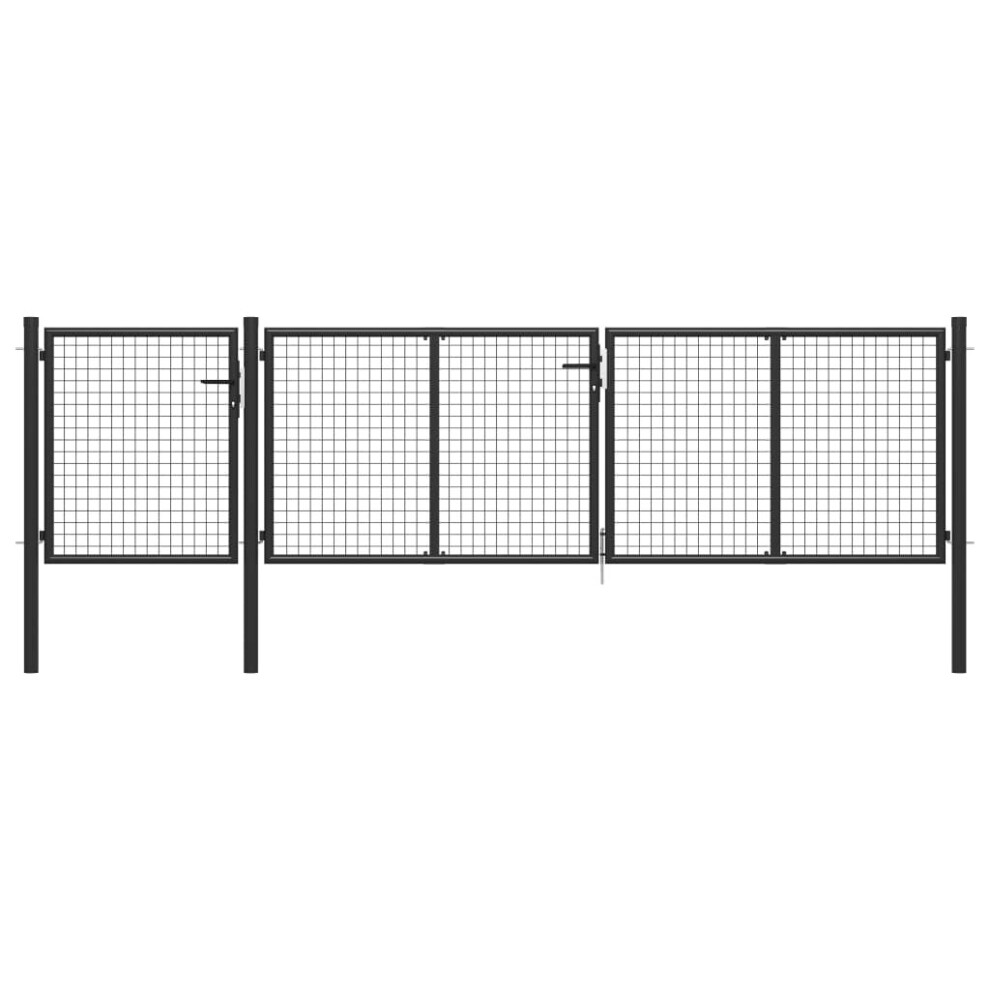Vidaxl Garden Gate Galvanised Steel 400X100cm Anthracite Fence Door Mesh Gate 8718475736097