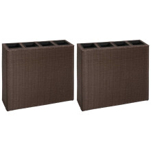 vidaXL højbedspotte med 4 indsatser, 2 stk., polyrattan, brun