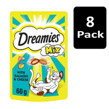 (One Size, Salmon & Cheese) Dreamies Cat Treats (Pack Of 8 X 60g)
