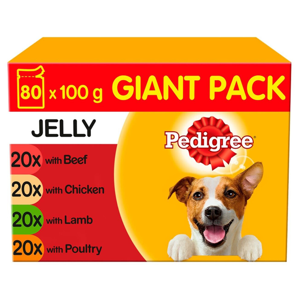 Pedigree Dog Pouches Mixed Selection In Jelly 80 X 100G Mega Pack