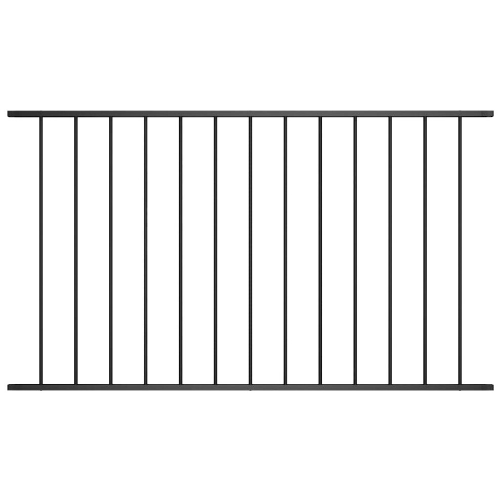 vidaXL Fence Panel Powder-coated Steel 1.7x1.25m Black Outdoor Garden Barrier