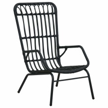 vidaXL Garden Chair Poly Rattan Black Modern Outdoor Seating Dining Furniture