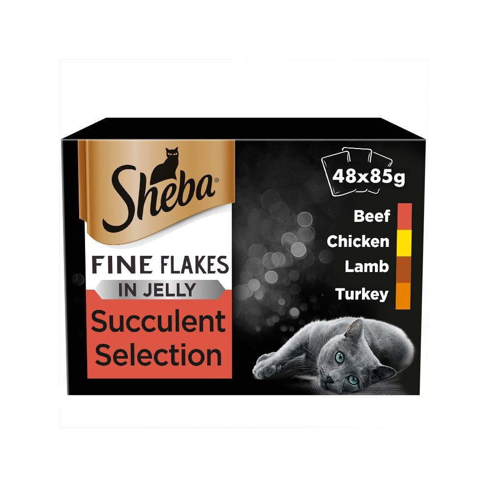 Sheba Fine Flakes Cat Pouches Succulent Collection In Jelly 12X85g (Pack Of 4)