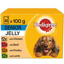PEDIGREE Senior Dog Pouches In Jelly 12x100g (Pack of 4)