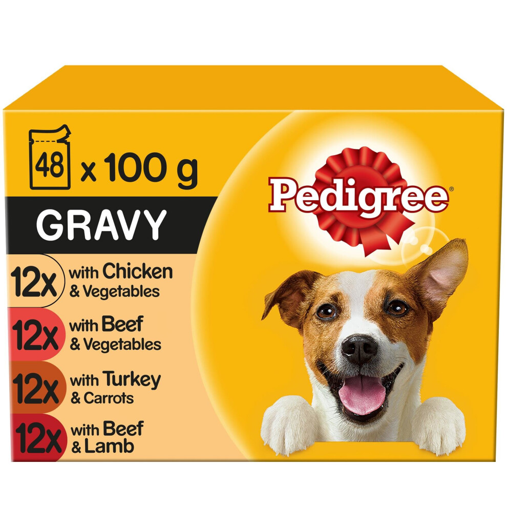 Pedigree Dog Pouches In Gravy 12X100g (Pack Of 4)