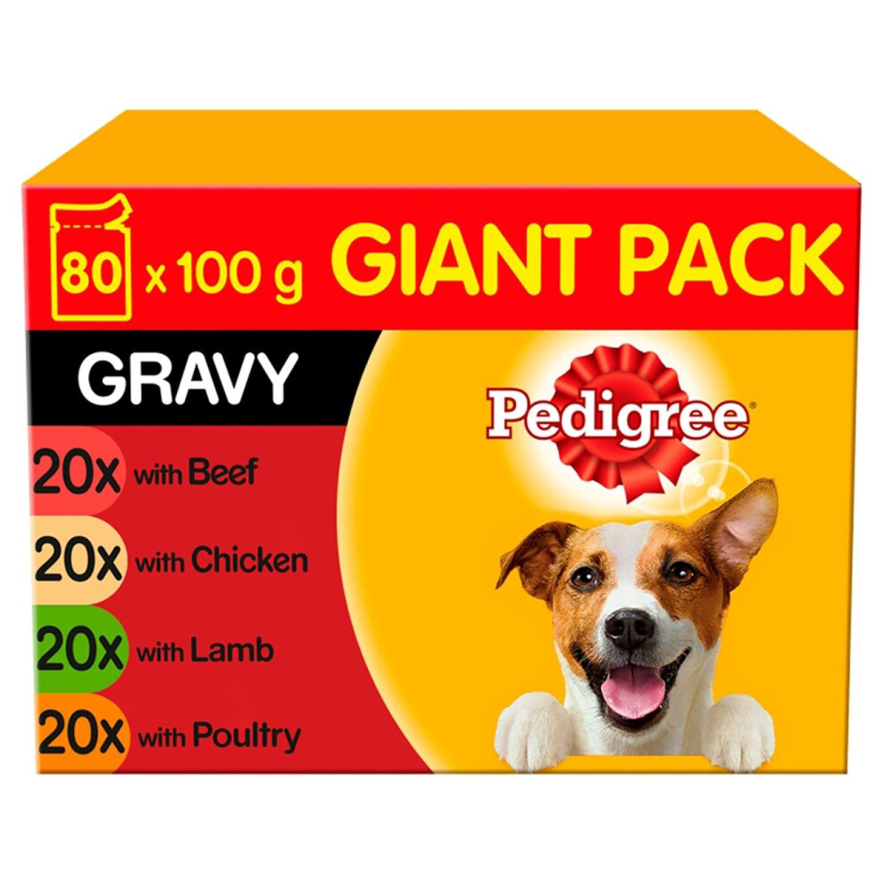 Pedigree Dog Pouches Mixed Selection In Gravy 80 x 100g Mega Pack