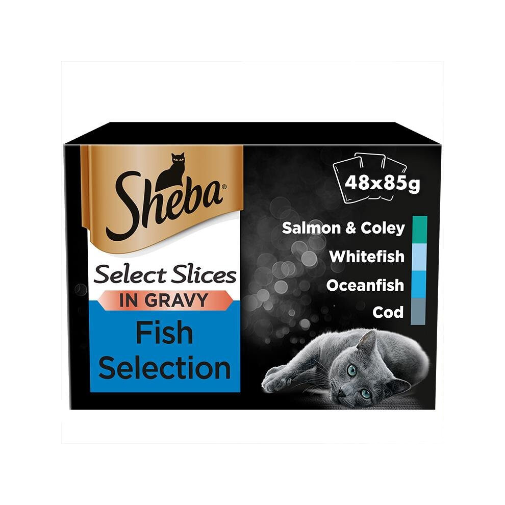 Sheba Select Slices Cat Pouches Fish Collection In Gravy 12x85g (Pack of 4)