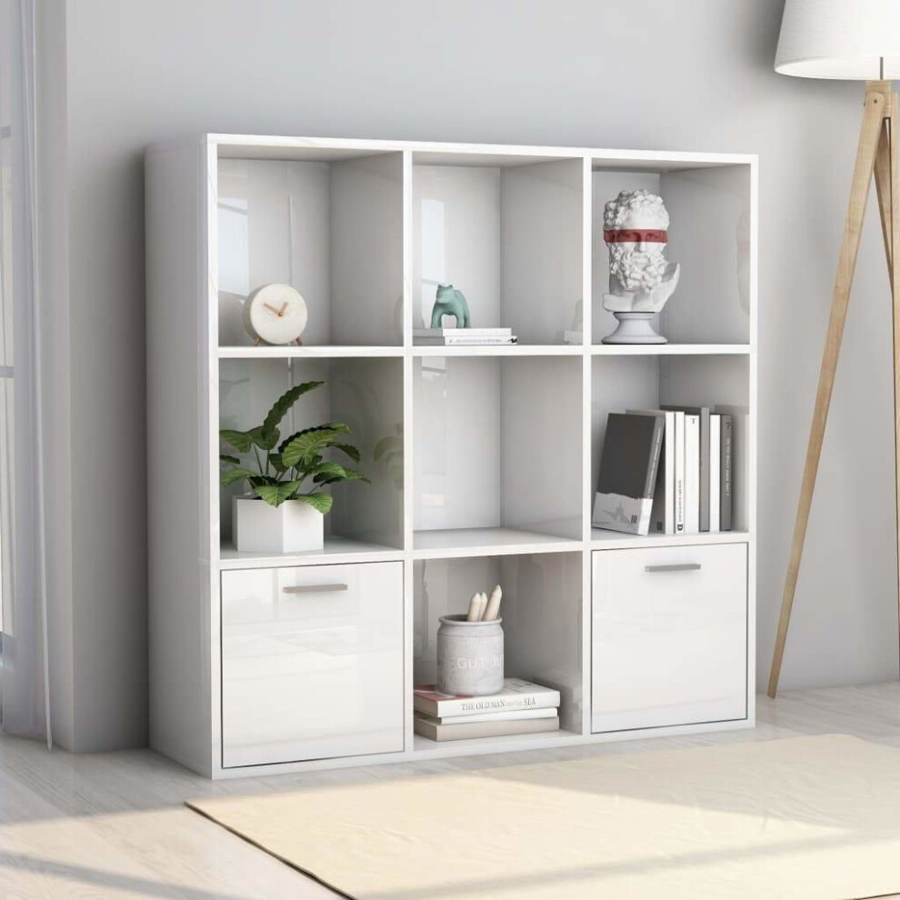 Book Cabinet High Gloss White 98x30x98 cm Chipboard