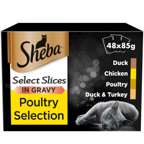 Sheba Sheba Select Slices Cat Pouches Poultry Collection In Gravy 12x85g (Pack of 4)