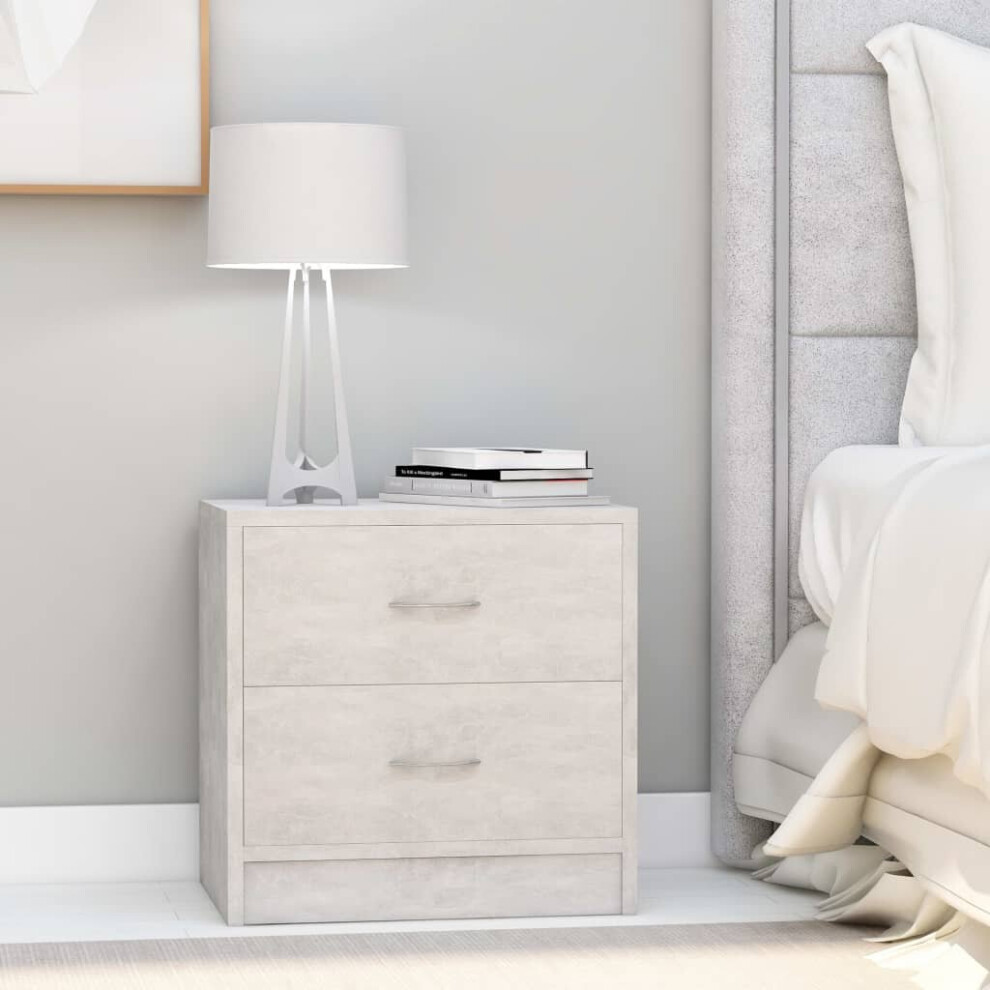 Vidaxl 2X Bedside Cabinets Concrete Grey Engineered Wood Nightstand End Table