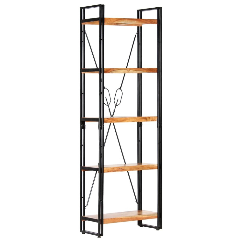 vidaXL Solid Acacia Wood 5-Tier Bookcase 60x30x180cm Storage Display Shelves