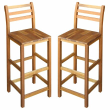 vidaXL 2x Solid Acacia Wood Bar Chairs 42x36x110cm Kitchen Dining Room Seat