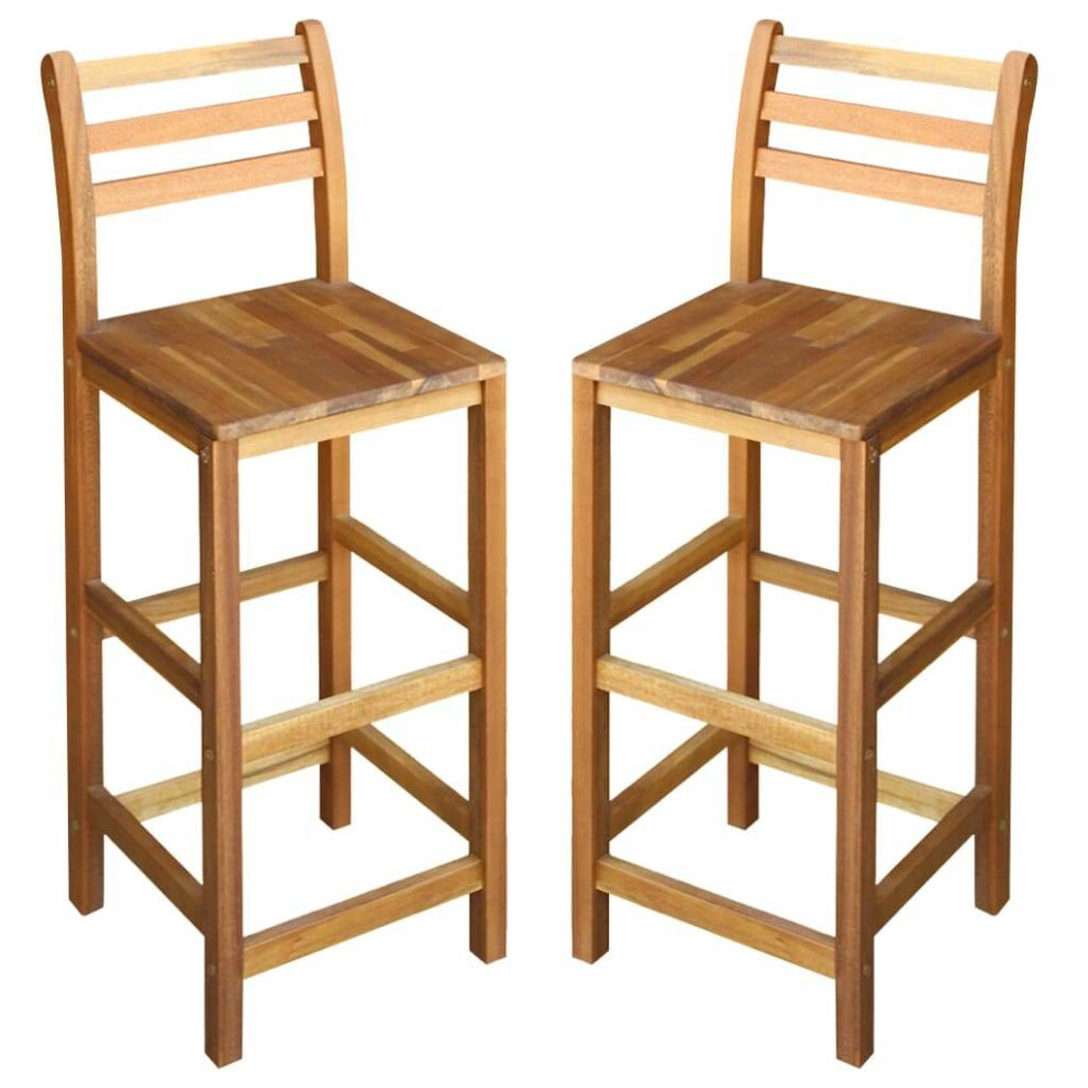 Vidaxl 2X Solid Acacia Wood Bar Chairs 42X36x110cm Kitchen Dining Room Seat