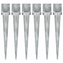 vidaXL 6x Ground Spike Silver Galvanised Steel Soil Spear Garden Outdoor Arch