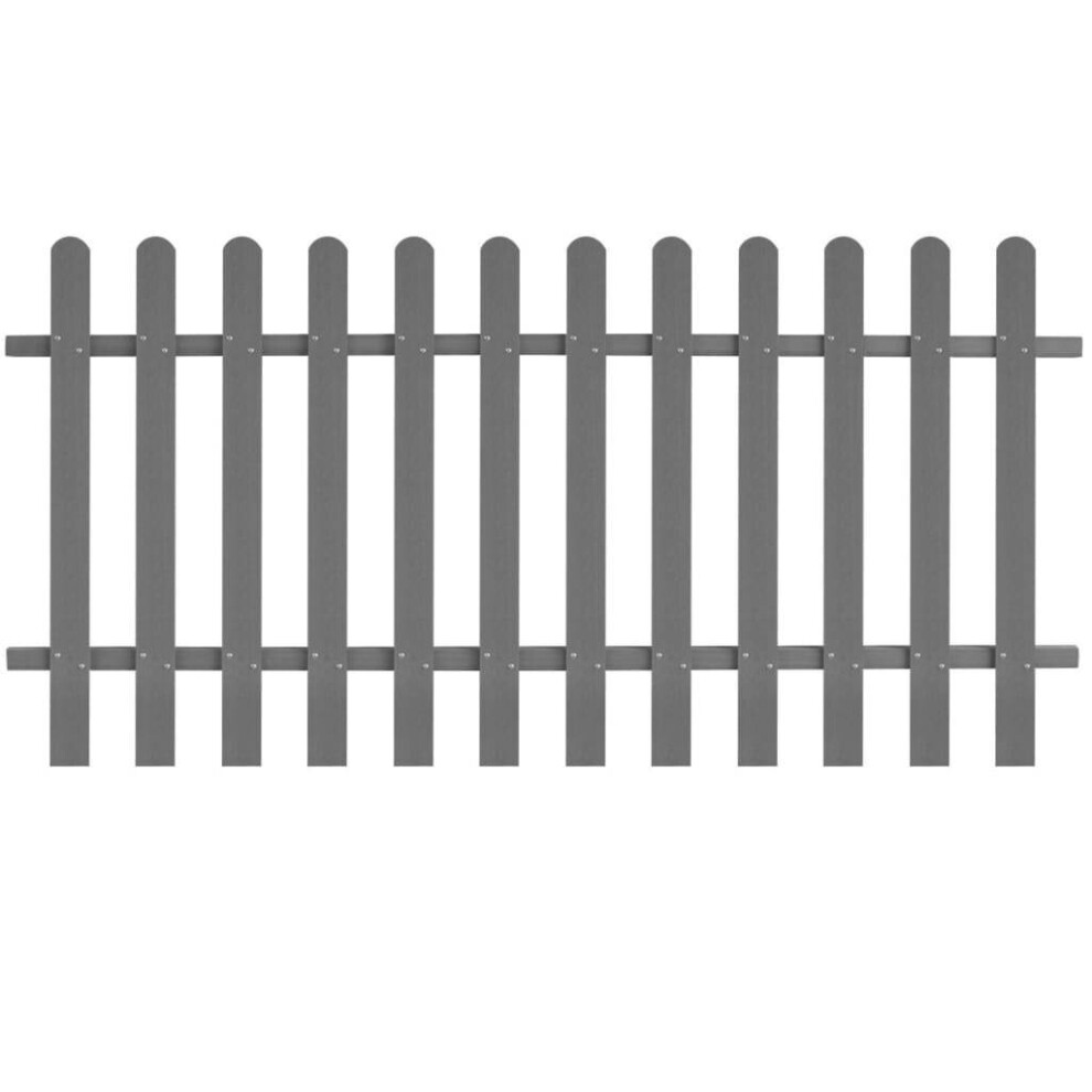 vidaXL WPC Picket Fence 200x100cm Grey Outdoor Garden Barrier Border Palisade