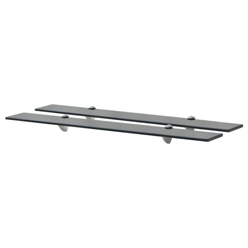 Vidaxl 2X Floating Shelves Glass 80X20cm 8Mm Wall Mounted Shelf Display Stand 8719883873695