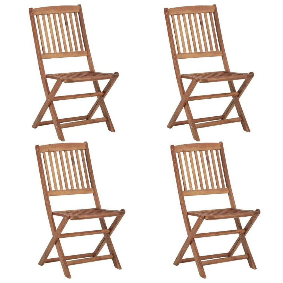 Vidaxl 4X Solid Acacia Wood Folding Outdoor Chairs Garden Backyard Foldable