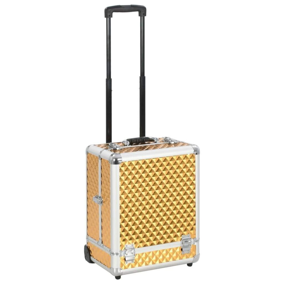 Simply Chosen 4U Gold Vidaxl Make-Up Trolley 35X29x45 Cm Aluminium Cosmetic Makeup Suitcase