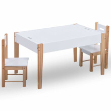 vidaXL 3 Piece Kids Storage Chalkboard Table Chair Set Black and White Toddler