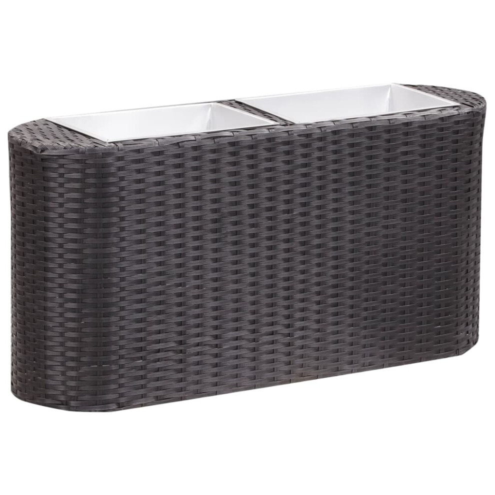 vidaXL Garden Raised Bed 80cm Poly Rattan Black Outdoor Gardening Patio Pots
