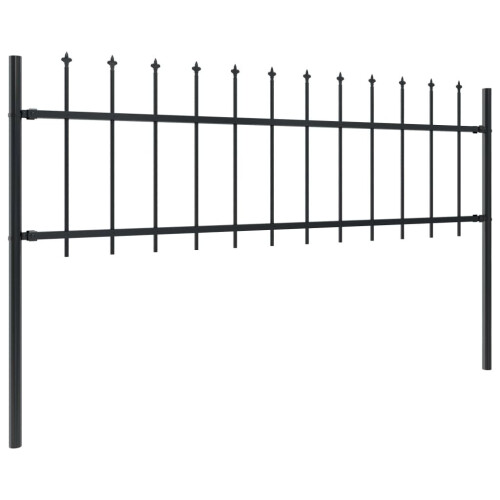 vidaXL Gartenzaun mit Speerspitze Stahl 1005 x 60 cm Schwarz 1