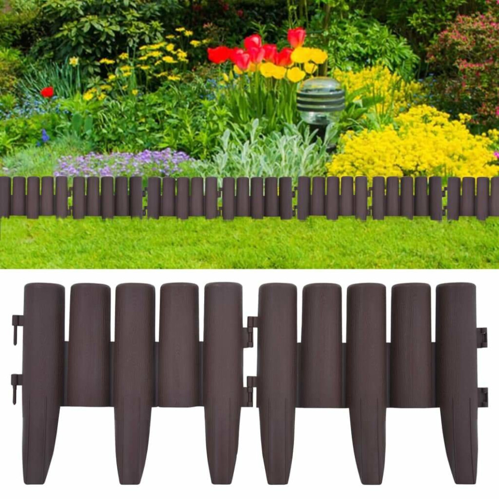 Vidaxl 36X Lawn Edgings Pp Brown 10M Fence Barrier Garden Borders Grass Edges 8719883796529
