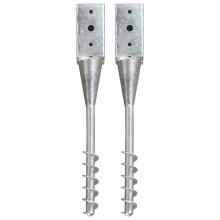 vidaXL 2x Ground Spike Silver Galvanised Steel Outdoor Soil Spear Garden Arch