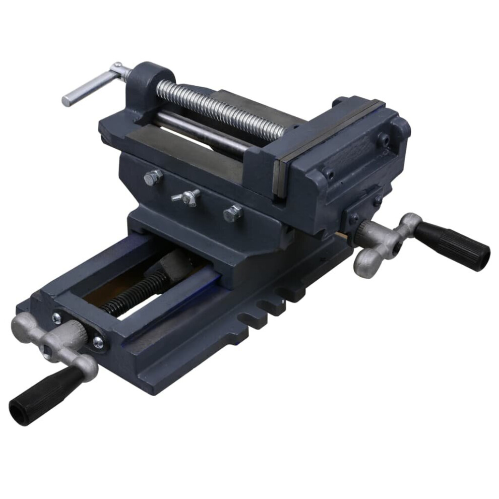 vidaXL Manually Operated Cross Slide Drill Press Vice Machine Jaw Clamps Bases