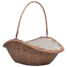 vidaXL Firewood Basket with Handle Willow 60x44x55cm Natural Storage Holder
