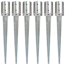 vidaXL 6x Ground Spike Silver Galvanised Steel Soil Garden Arch Outdoor Spear