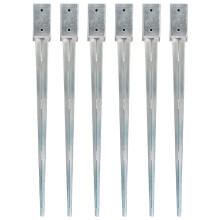 Ground Spikes 6 pcs Silver 7x7x90 cm Galvanised Steel