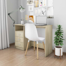 vidaXL Desk with Drawers Engineered Wood Sonoma Oak Office Home Computer Desk