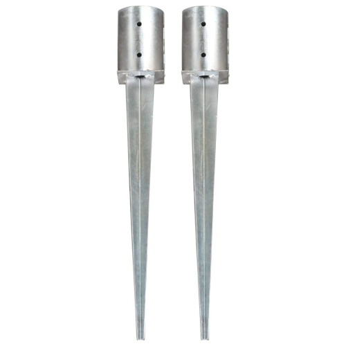 Ground Spikes 2 pcs Silver 10x76 cm Galvanised Steel