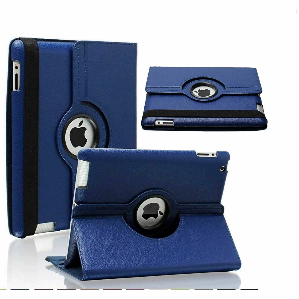 (Dark Blue) iPad 9.7 2018 Case iPad 9.7 2017 iPad Air Case 360 Rotating Smart Stand Leather Cover for Apple iPad 9.7 6th 5th Generation