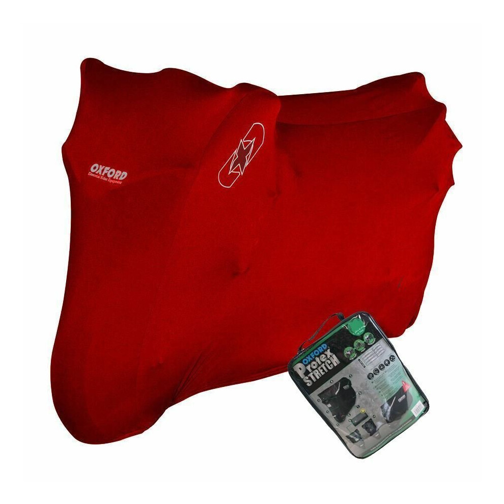 (Medium) Universal Oxford Protex Stretch Motorcycle Breathable Dust Cover Motorbike Red Choice of Sizes