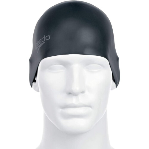 Speedo SPEEDO Junior Plain Molded Silikon Badekappe, Schwarz