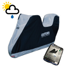 (Large) Universal Oxford Aquatex Waterproof Motorbike Silver Black Cover Choice of Sizes