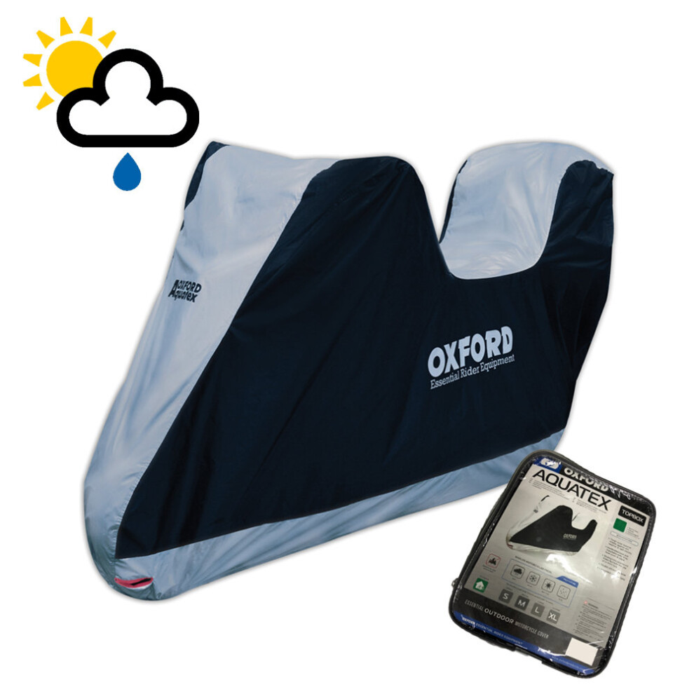 (Small) Universal Oxford Aquatex Waterproof Motorbike Cover Choice Of Sizes Silver/Black 5030009342011