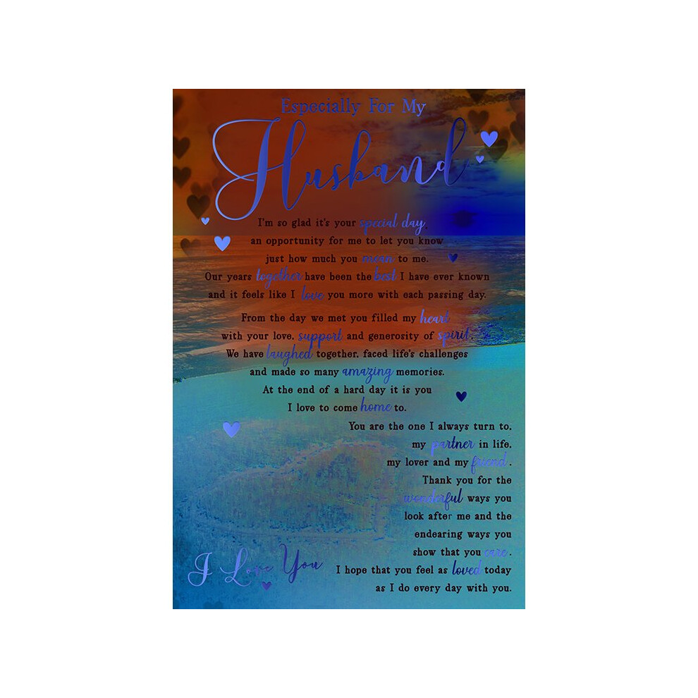 Special Days Especially For My Husband Beach Sentiments Happy Birthday Card Lovely Verse