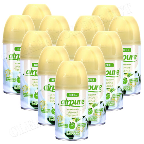 12 X AIRPURE AIR FRESHNER AUTOMATIC SPRAY REFILLS JASMINE ESSENCE SCENT 250 ML