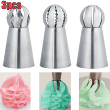 3pcs/set Sphere Ball Tips Russian Icing Piping Nozzles Tips Pastry Cupcake