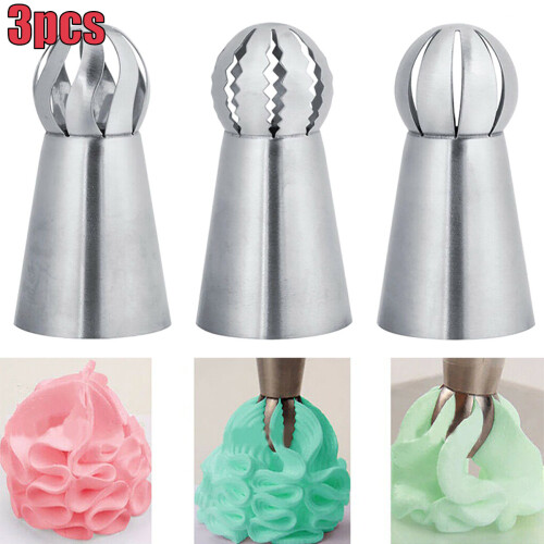 3pcs/set Sphere Ball Tips Russian Icing Piping Nozzles Tips Pastry Cupcake