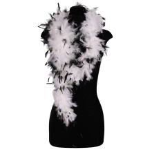 20's Feather Boa - White / Black Deluxe